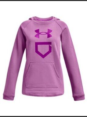 Girls Under Armour Ultra Soft Purple Softball Hoodie Athletic Pullover YM Medium